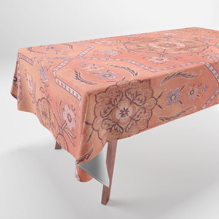 Vintage Distressed Pink Iranian Silk Tablecloth Gallery Image 1
