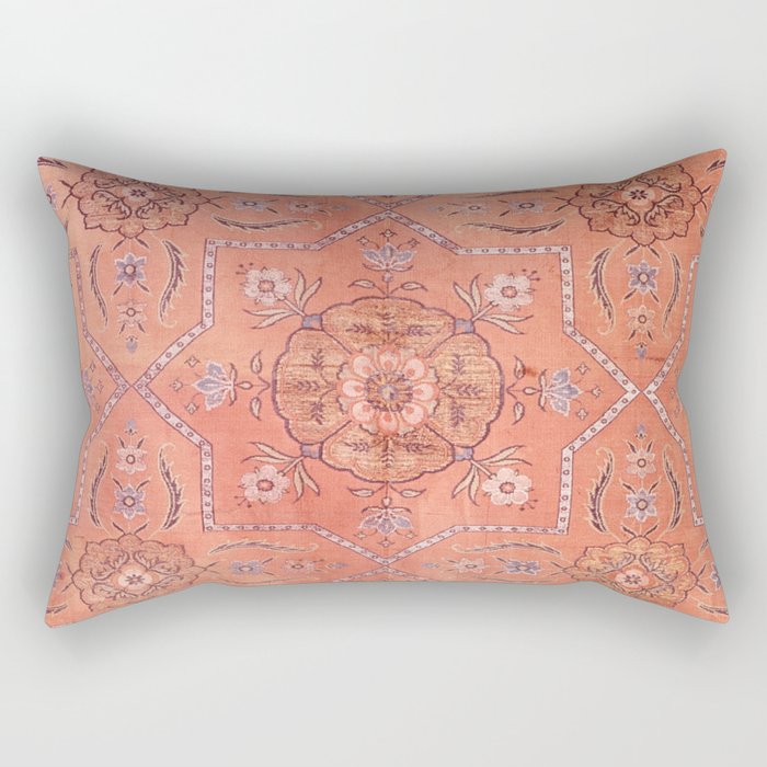 Vintage Distressed Pink Iranian Silk Rectangular Pillow Gallery Image 2