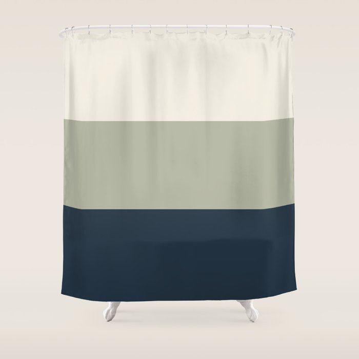 Sage Navy Shower Curtain Gallery Image 1