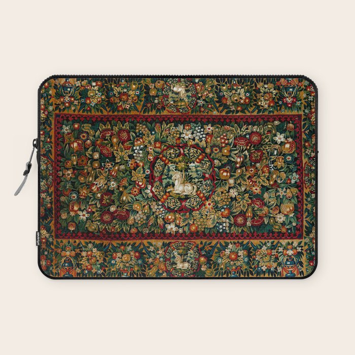 Medieval Unicorn Midnight Floral Garden Laptop Sleeve Gallery Image 1