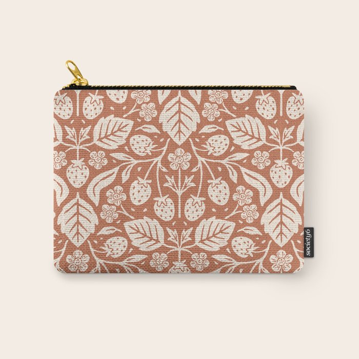 Block Print Strawberry Garden Carry All Pouch Gallery Image 1