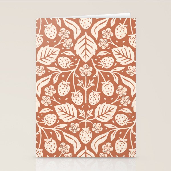 Block Print Strawberry Garden Stationery Card Gallery Image 2