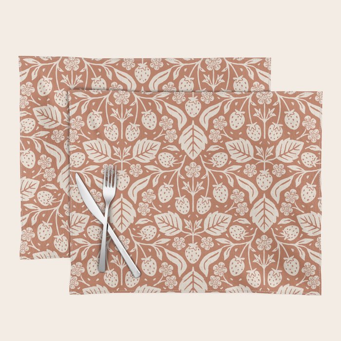 Block Print Strawberry Garden Placemat Gallery Image 1
