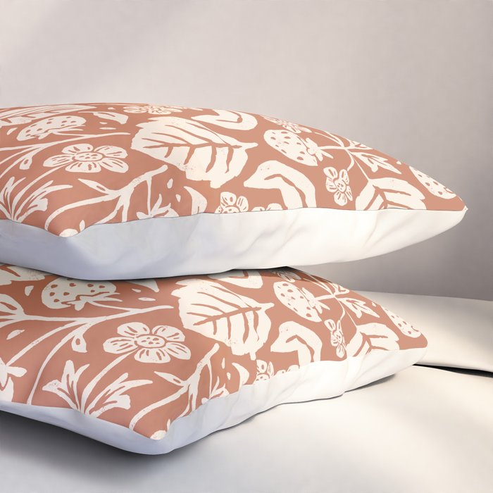 Block Print Strawberry Garden Pillow Sham Gallery Image 3