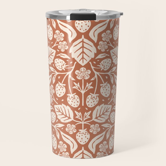 Block Print Strawberry Garden Travel Mug Gallery Image 1
