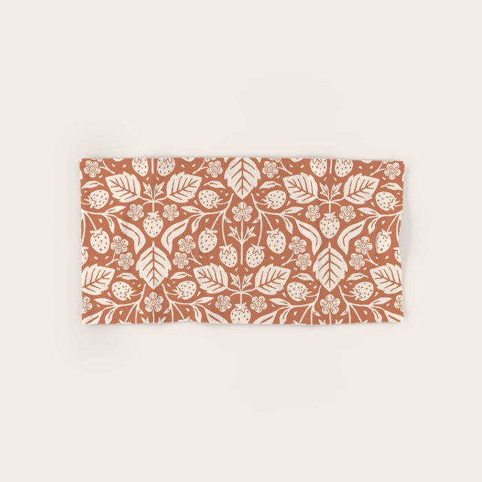Block Print Strawberry Garden Bath Towel Gallery Image 1