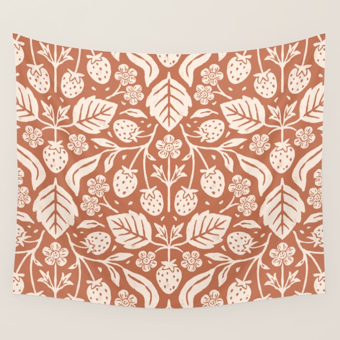 Block Print Strawberry Garden Wall Tapestry Gallery Image 4