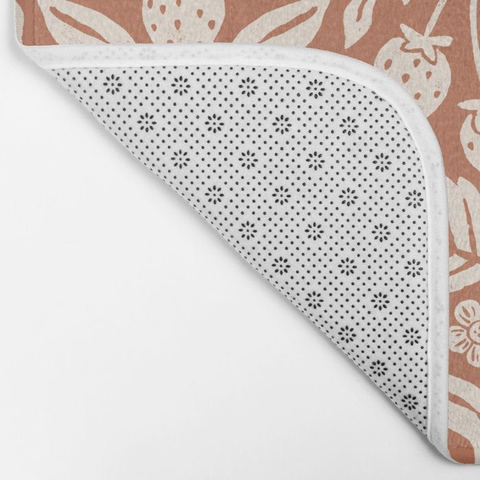 Block Print Strawberry Garden Bath Mat Gallery Image 2