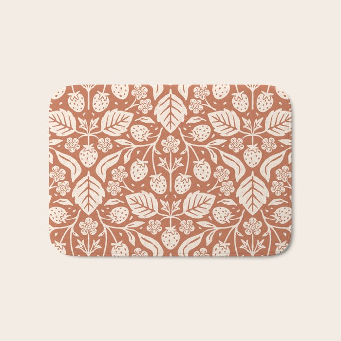 Block Print Strawberry Garden Bath Mat Gallery Image 1