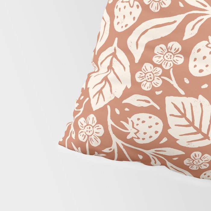 Block Print Strawberry Garden Pillow Sham Gallery Image 4