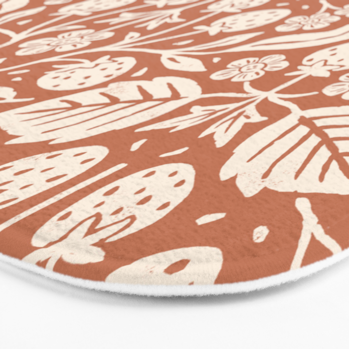 Block Print Strawberry Garden Bath Mat Gallery Image 3