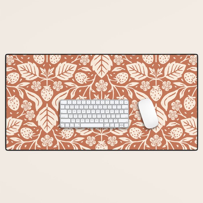 Block Print Strawberry Garden Desk Mat Gallery Image 1