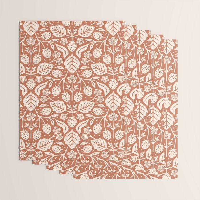 Block Print Strawberry Garden Wrapping Paper Gallery Image 3