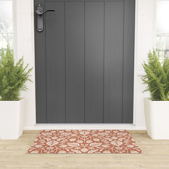 Block Print Strawberry Garden Welcome Mat Gallery Image 3