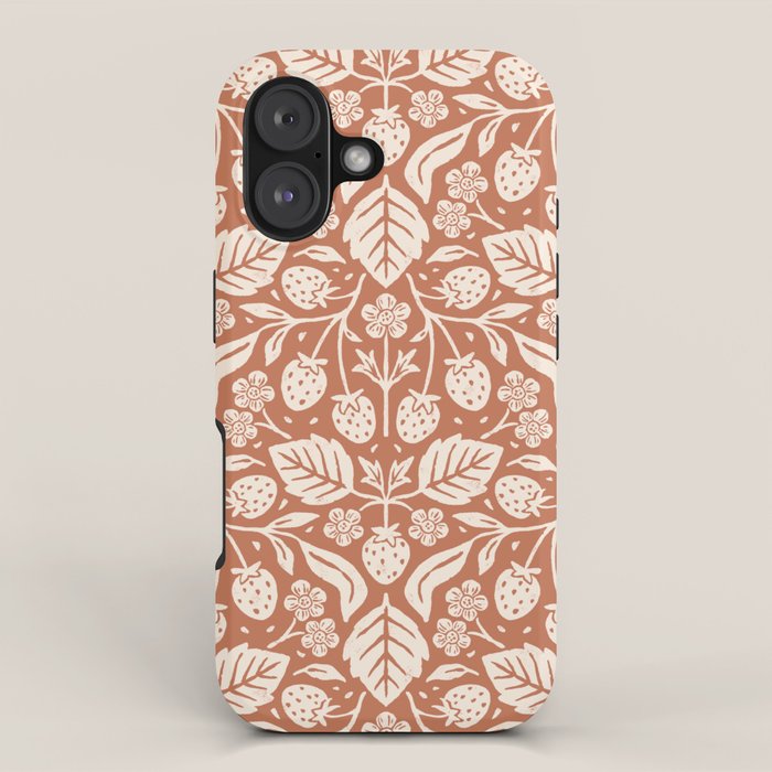 Block Print Strawberry Garden iPhone Case Gallery Image 1