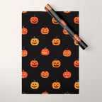 Halloween jack o lantern pumpkin art pattern Wrapping Paper Gallery Image 1