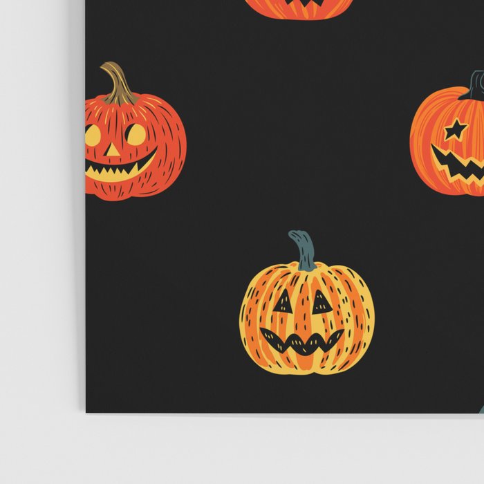 Halloween jack o lantern pumpkin art pattern Poster Gallery Image 3