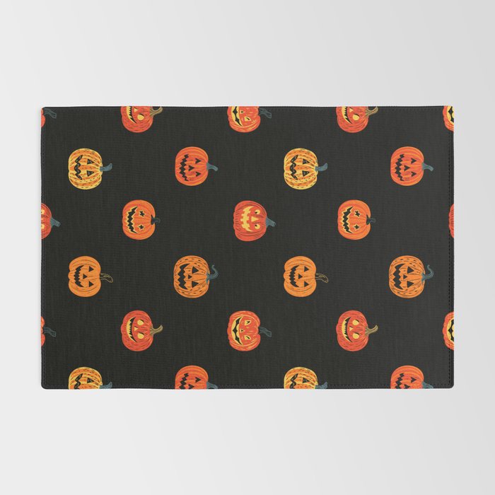 Halloween jack o lantern pumpkin art pattern Rug Gallery Image 2