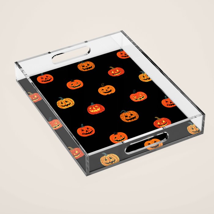 Halloween jack o lantern pumpkin art pattern Acrylic Tray Gallery Image 1