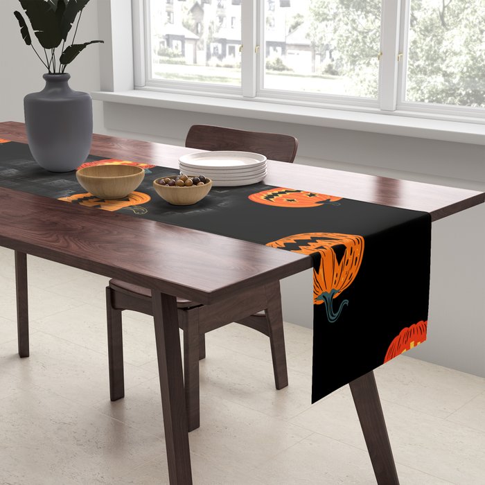 Halloween jack o lantern pumpkin art pattern Table Runner Gallery Image 2