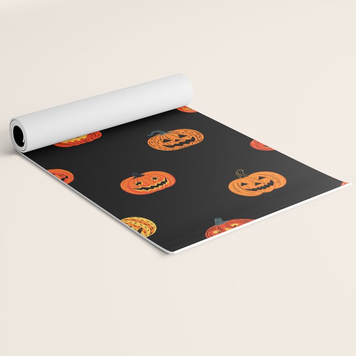 Halloween jack o lantern pumpkin art pattern Yoga Mat Gallery Image 2
