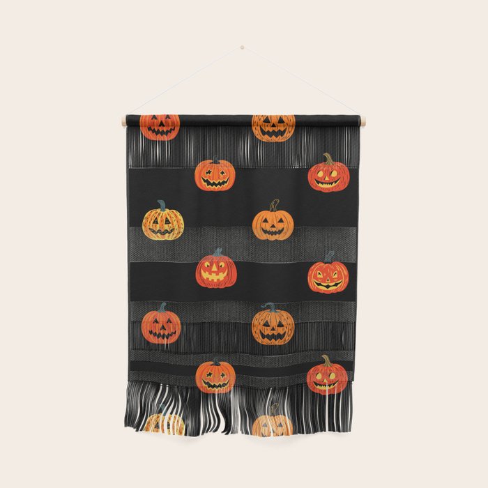 Halloween jack o lantern pumpkin art pattern Wall Hanging Gallery Image 1