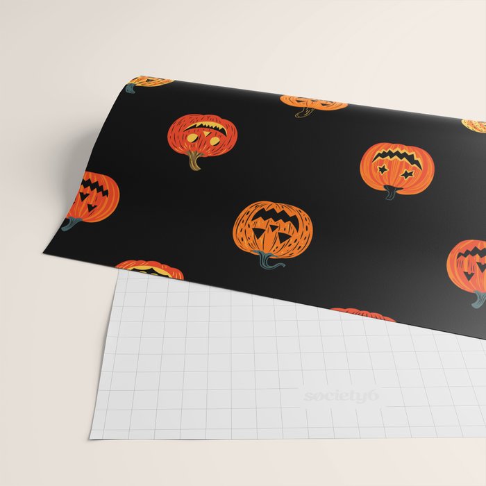 Halloween jack o lantern pumpkin art pattern Wrapping Paper Gallery Image 2