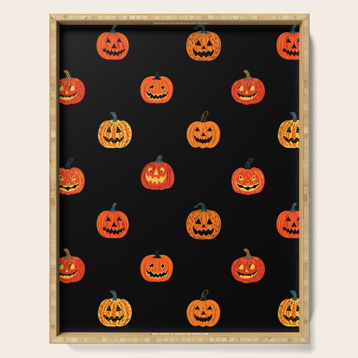 Halloween jack o lantern pumpkin art pattern Serving Tray Gallery Image 1