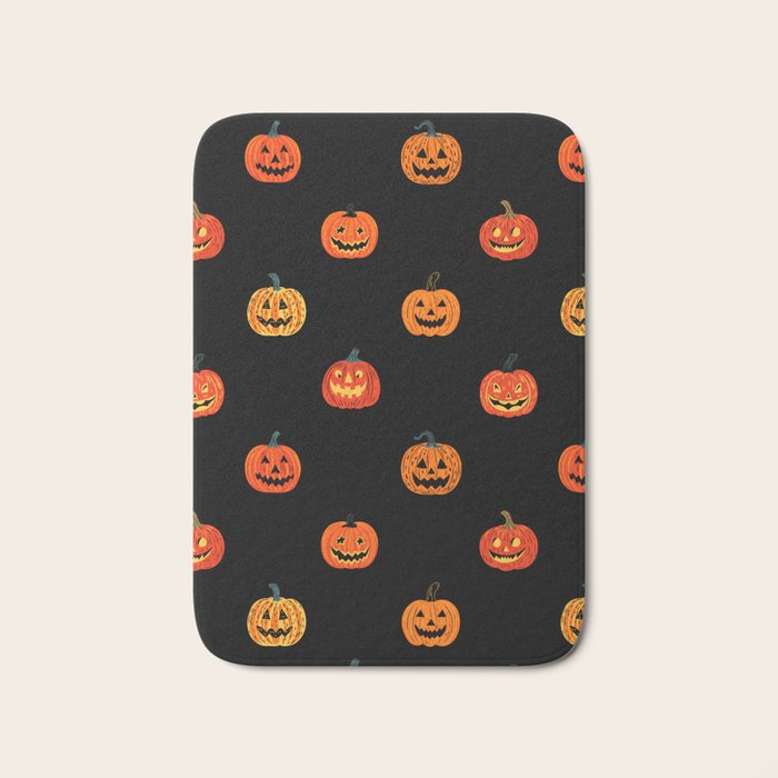 Halloween jack o lantern pumpkin art pattern Bath Mat Gallery Image 1