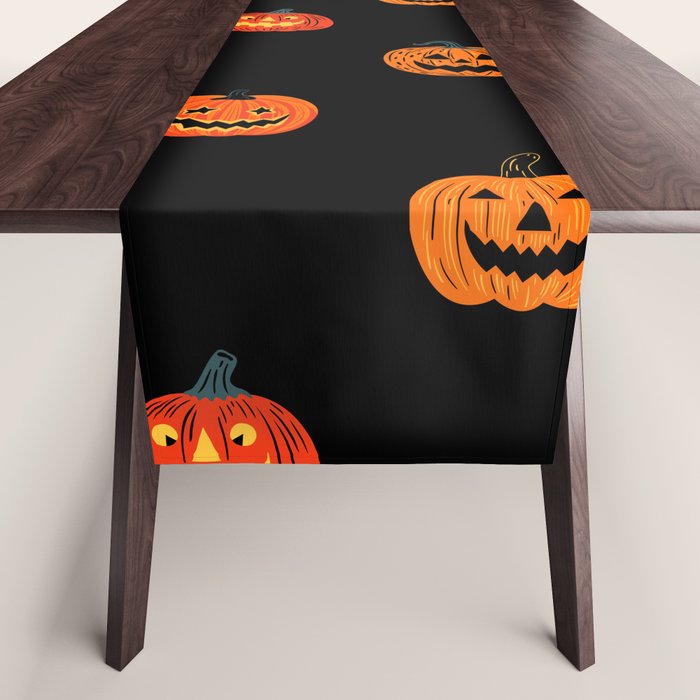 Halloween jack o lantern pumpkin art pattern Table Runner Gallery Image 1
