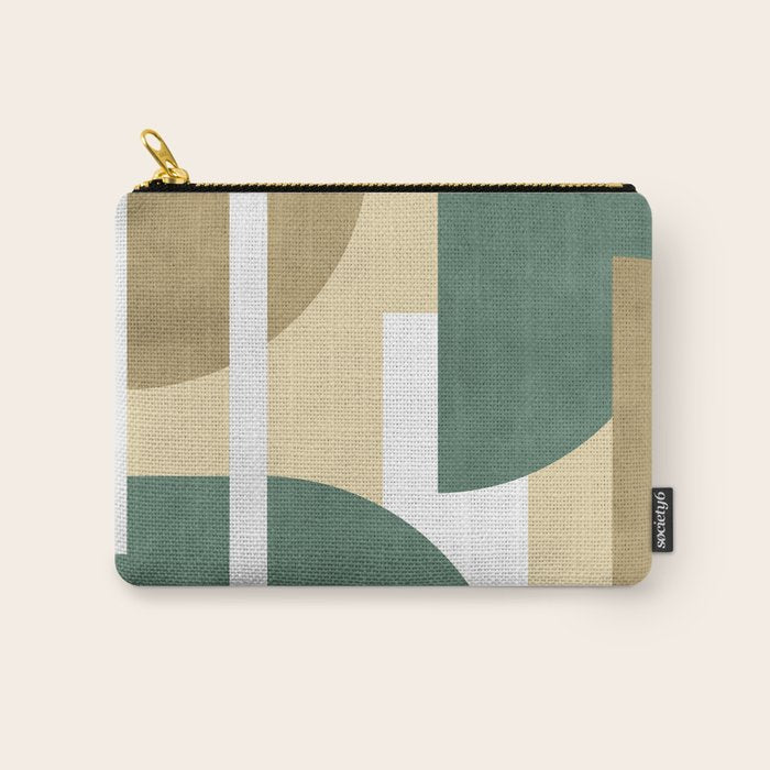 Halfmoon Colorblocks Composition - Gold Green Carry All Pouch Gallery Image 1