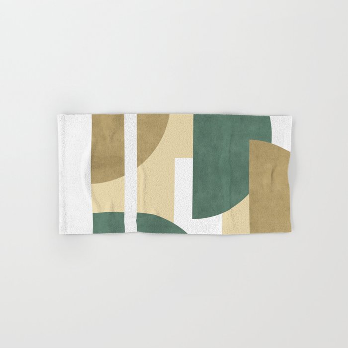 Halfmoon Colorblocks Composition - Gold Green Bath Towel Gallery Image 1
