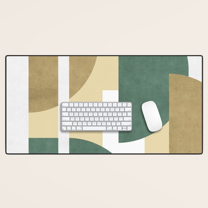 Halfmoon Colorblocks Composition - Gold Green Desk Mat Gallery Image 1