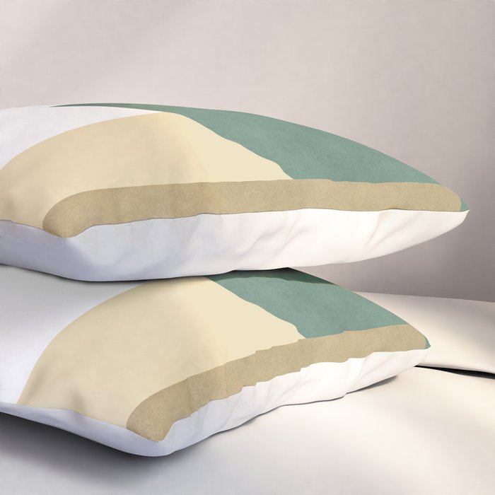 Halfmoon Colorblocks Composition - Gold Green Pillow Sham Gallery Image 3