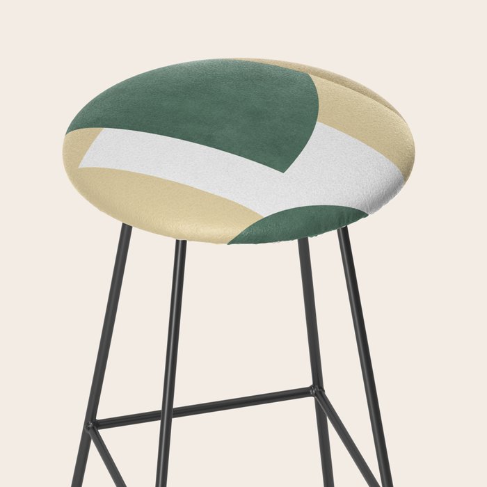 Halfmoon Colorblocks Composition - Gold Green Stool Gallery Image 2