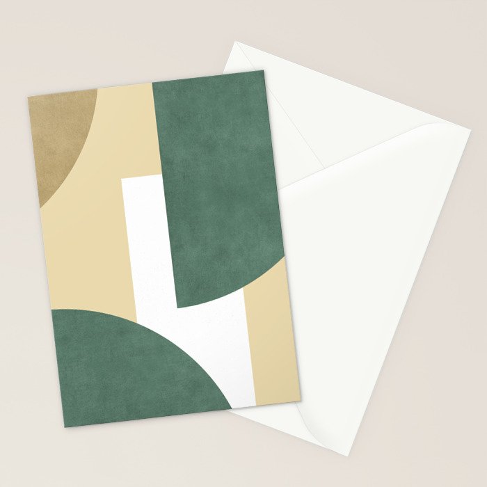 Halfmoon Colorblocks Composition - Gold Green Stationery Card Gallery Image 2