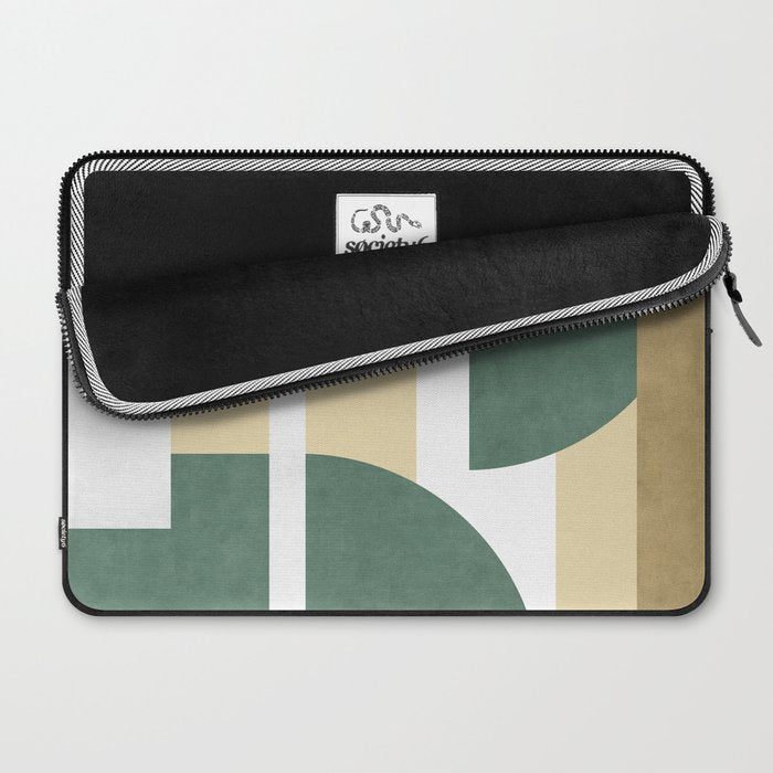 Halfmoon Colorblocks Composition - Gold Green Laptop Sleeve Gallery Image 2