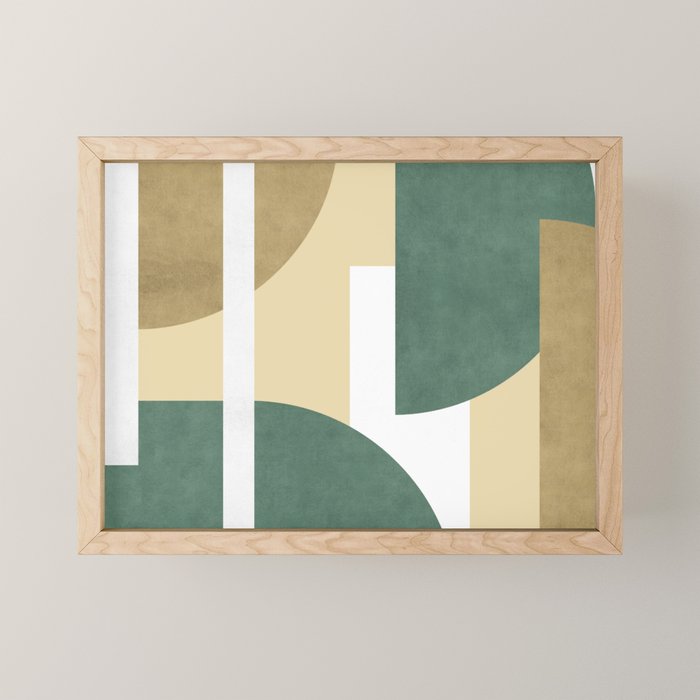 Halfmoon Colorblocks Composition - Gold Green Mini Art Print Gallery Image 1