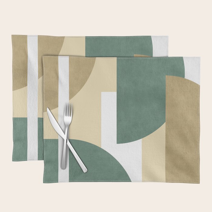 Halfmoon Colorblocks Composition - Gold Green Placemat Gallery Image 1