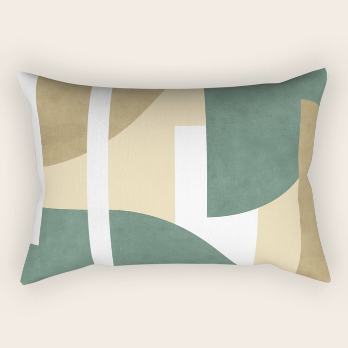 Halfmoon Colorblocks Composition - Gold Green Rectangular Pillow Gallery Image 2