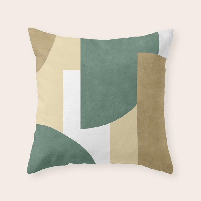 Halfmoon Colorblocks Composition - Gold Green Throw Pillow Gallery Image 6