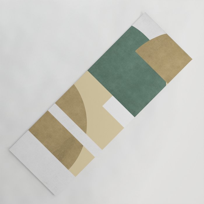 Halfmoon Colorblocks Composition - Gold Green Yoga Mat Gallery Image 1