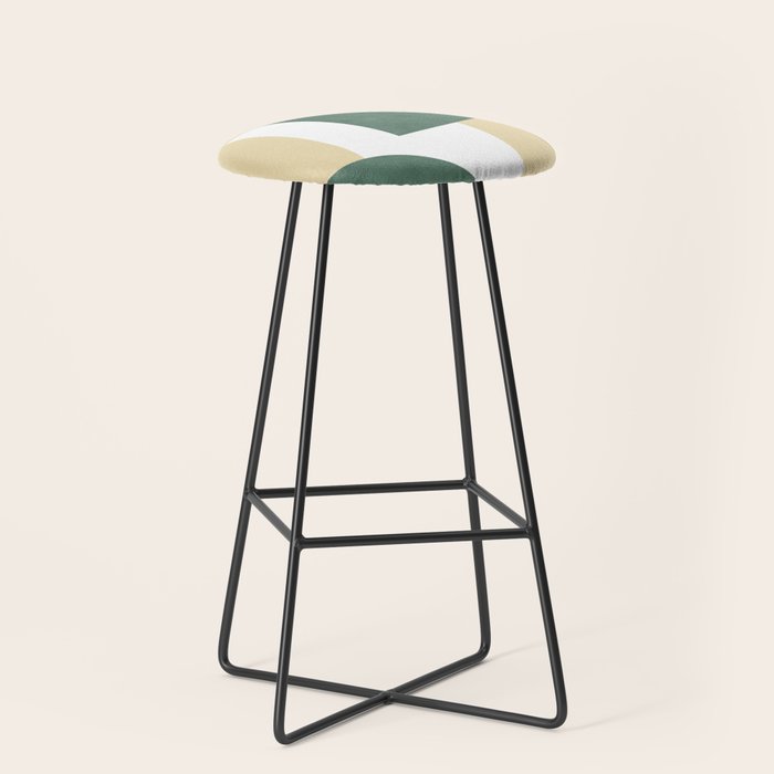 Halfmoon Colorblocks Composition - Gold Green Stool Gallery Image 1