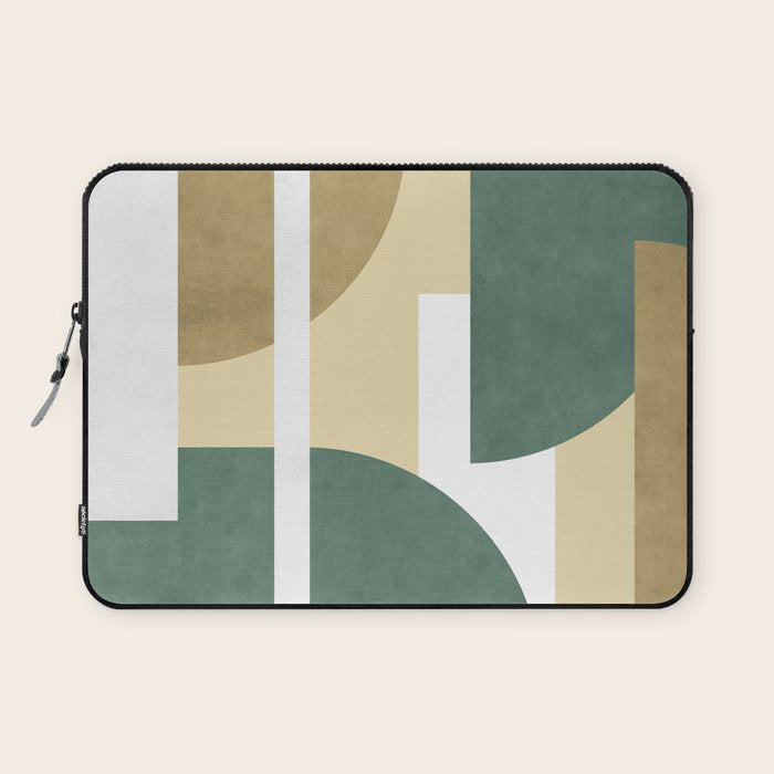Halfmoon Colorblocks Composition - Gold Green Laptop Sleeve Gallery Image 1