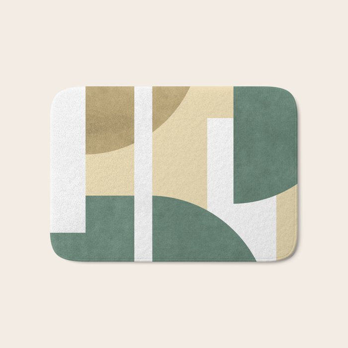 Halfmoon Colorblocks Composition - Gold Green Bath Mat Gallery Image 1