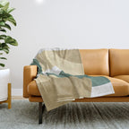 Halfmoon Colorblocks Composition - Gold Green Throw Blanket Gallery Image 1