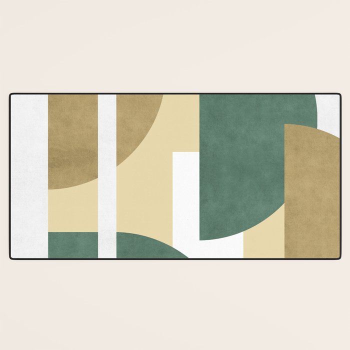 Halfmoon Colorblocks Composition - Gold Green Desk Mat Gallery Image 3