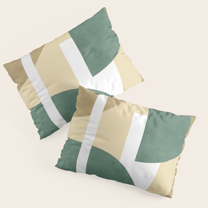 Halfmoon Colorblocks Composition - Gold Green Pillow Sham Gallery Image 3