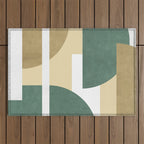 Halfmoon Colorblocks Composition - Gold Green Outdoor Rug Gallery Image 1