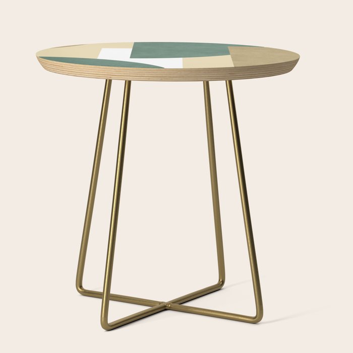 Halfmoon Colorblocks Composition - Gold Green Side Table Gallery Image 1